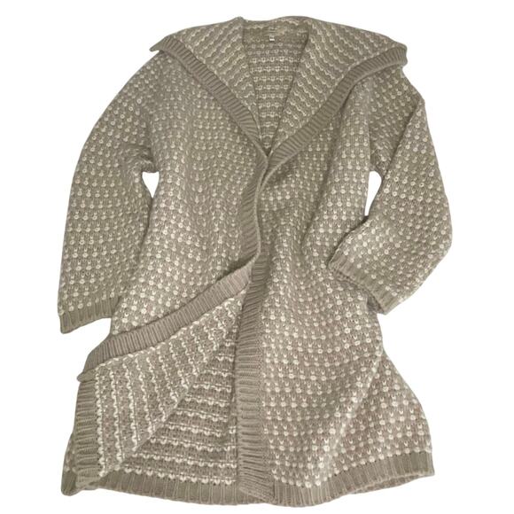 Elisabetta Wool Blend Open Cardigan Women's XL | Beige & Cream | Made in Italy - Picture 1 of 11